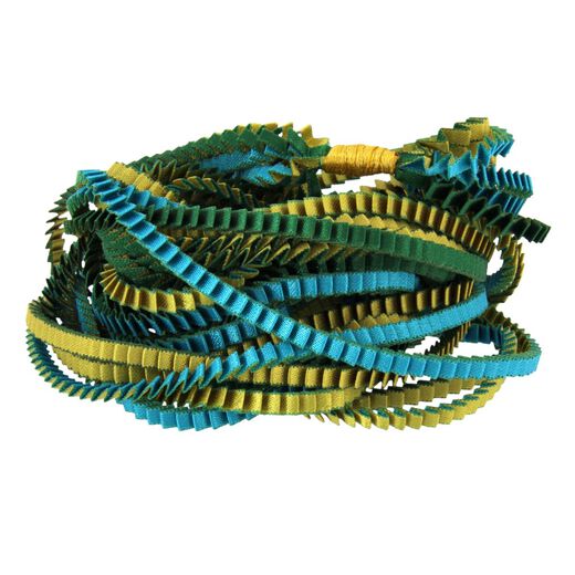 Green pleat satin necklace